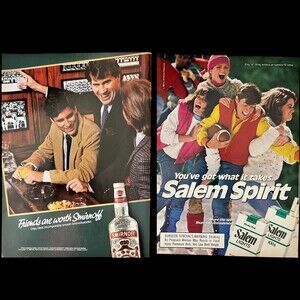 *2 ADS- 1987 Smirnoff Vodka Friends/Salem Spirit Cigarettes VINTAGE Print Ad